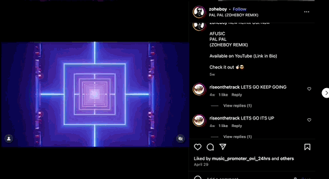 Example Instagram post with multiple new comments